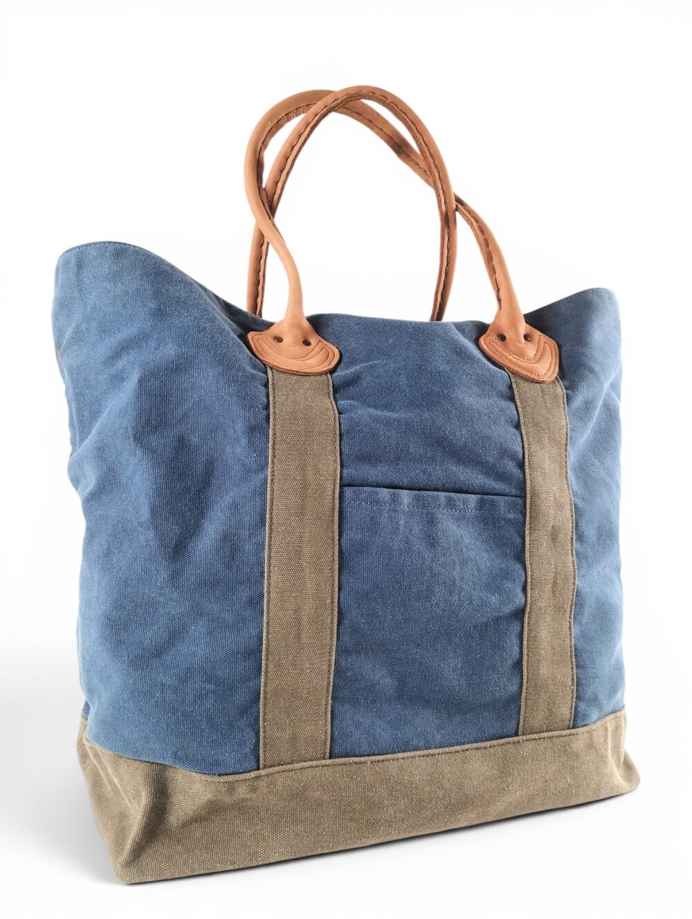 CBK Vtg LL Bean XL Sunwashed Canvas Field Tote Lined EUC Leather Slouchy Y2K - Picture 4 of 13